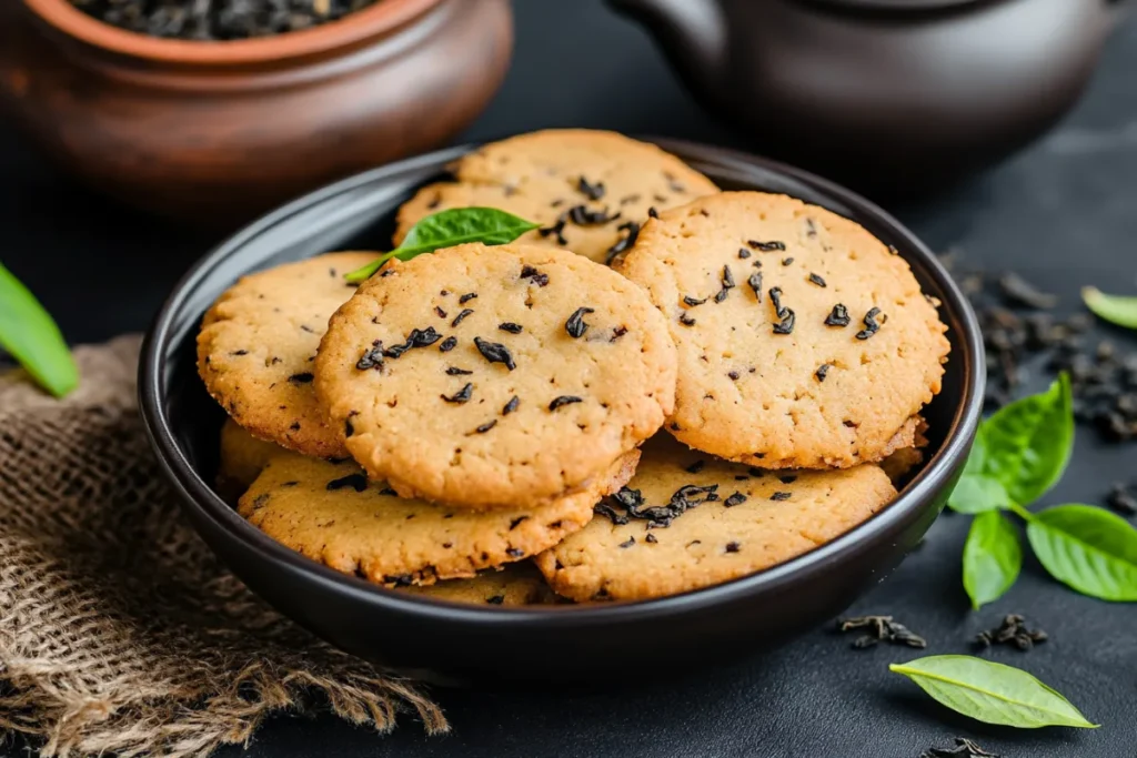 Earl Grey cookies with tea leaves