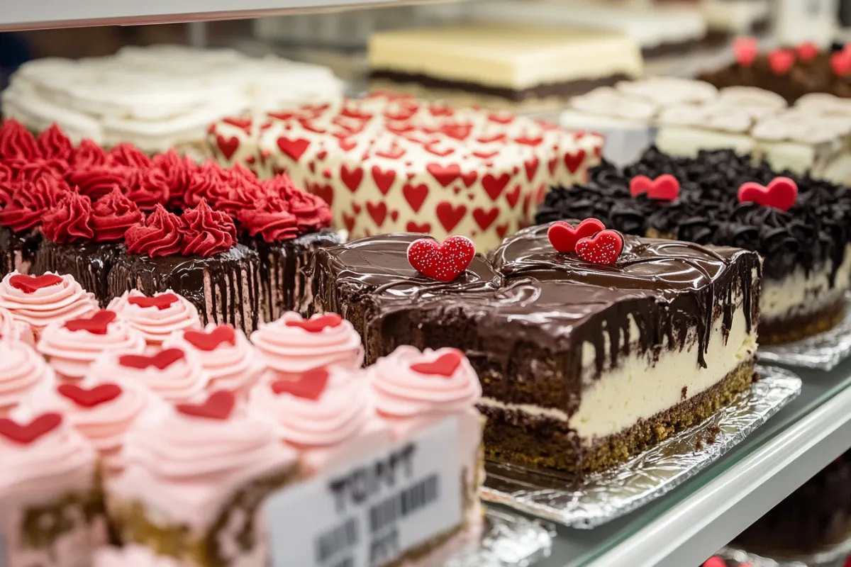 Heart-shaped desserts and cakes at Costco