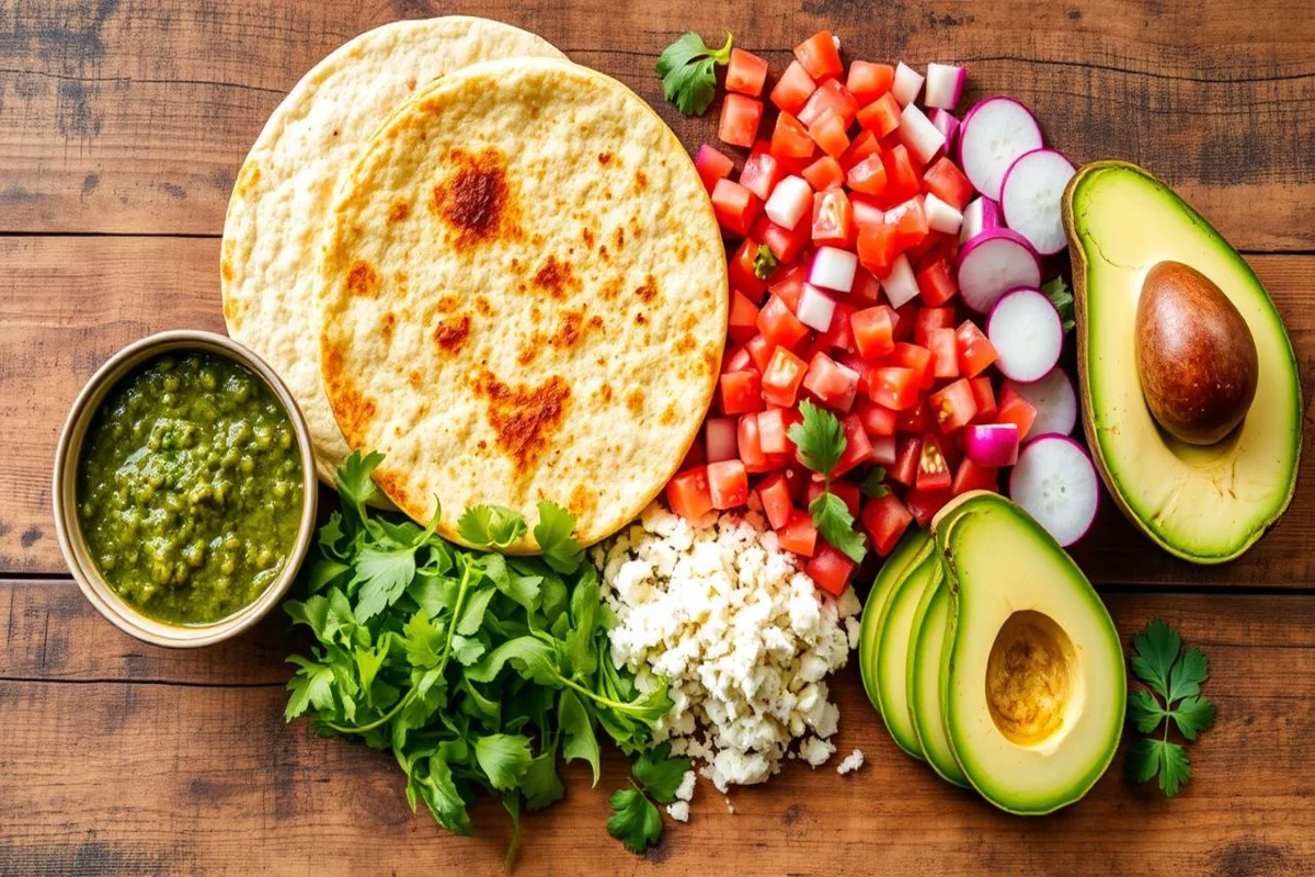 Traditional Mexican chalupas with shredded chicken, salsa, and fresh toppings