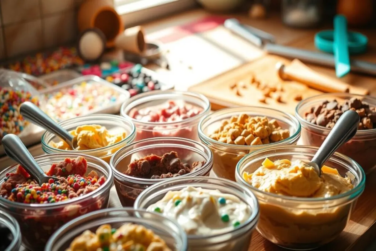 Variety of colorful cake mix cookies on a plate