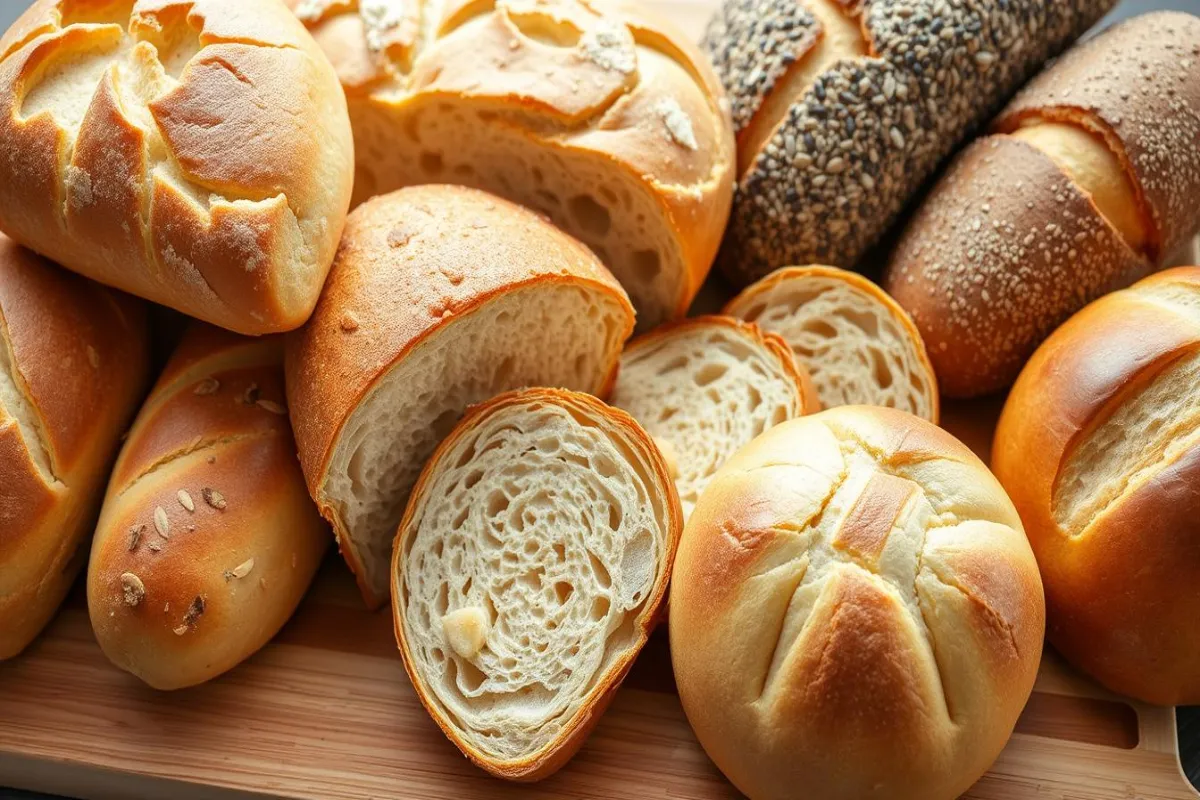 Two loaves of bread: sandwich bread and regular bread side by side.