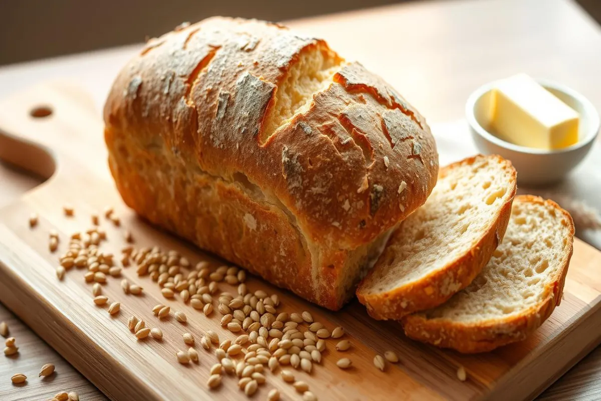 Two loaves of bread: sandwich bread and regular bread side by side.