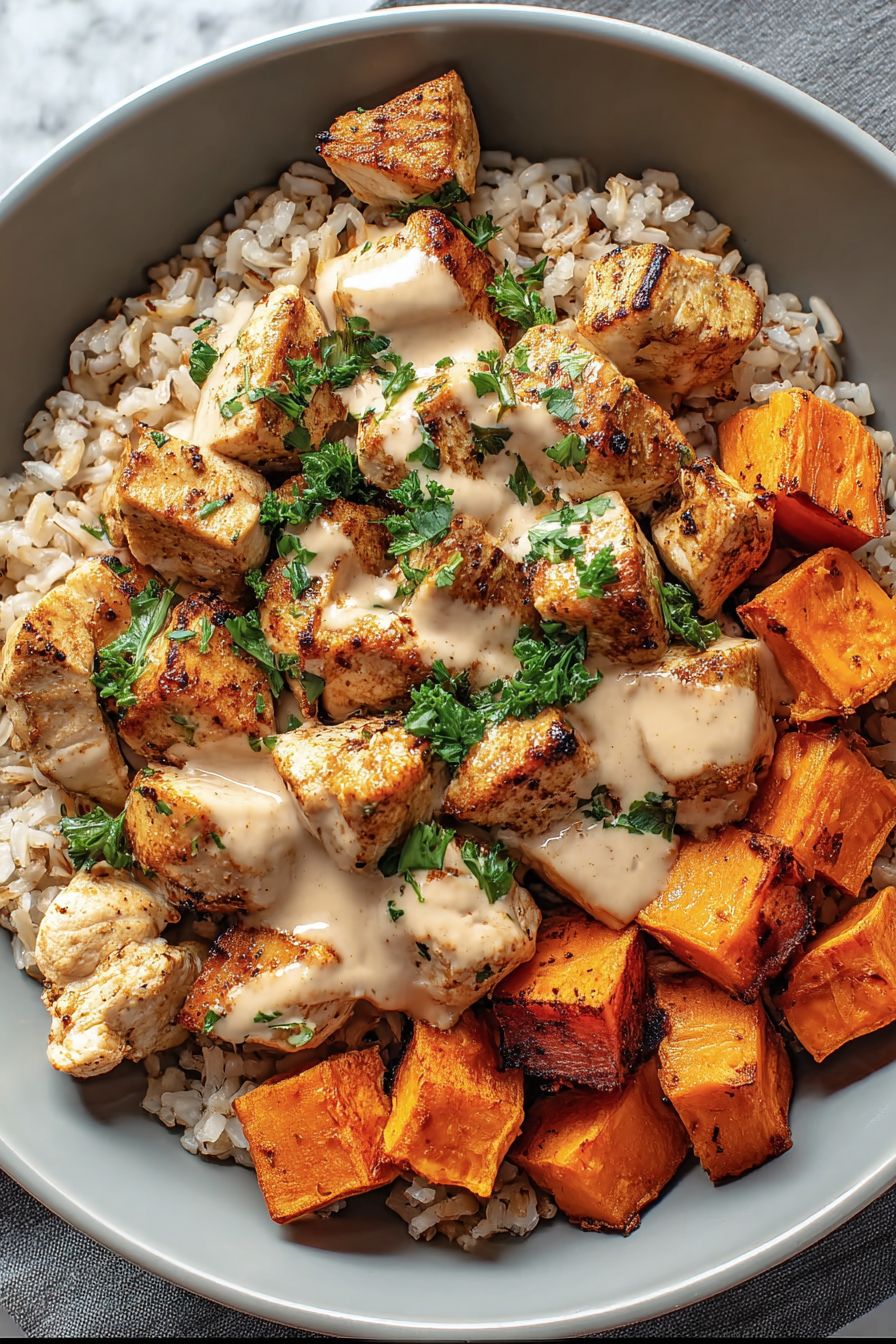 Healthy Chicken & Sweet Potato Rice Bowl | Easy Meal Prep Recipe