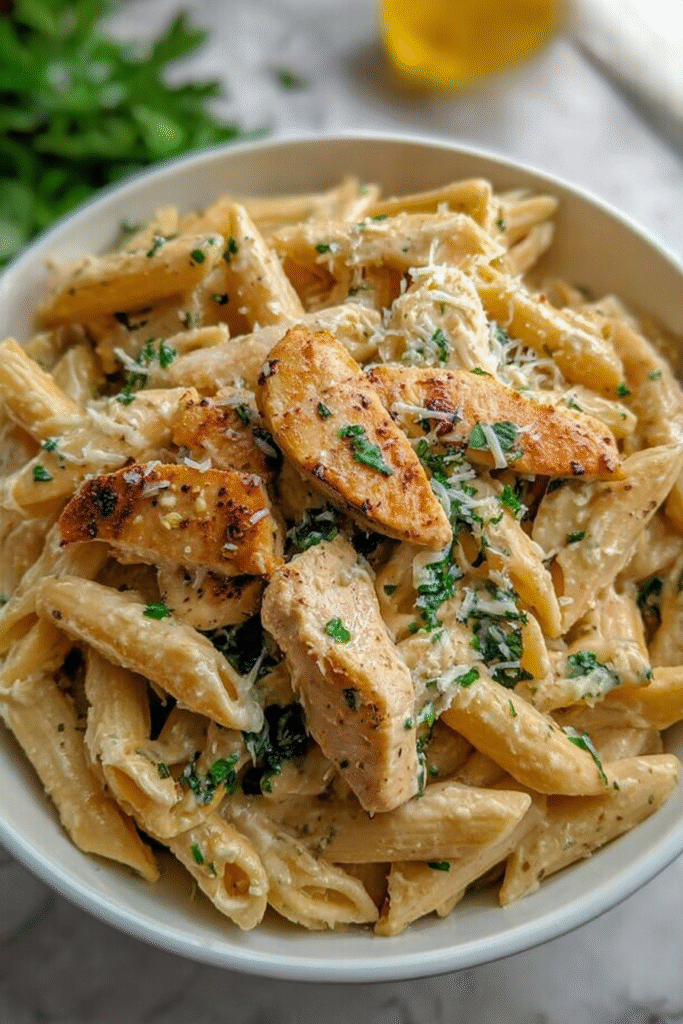 Healthy Garlic Parmesan Chicken Pasta
