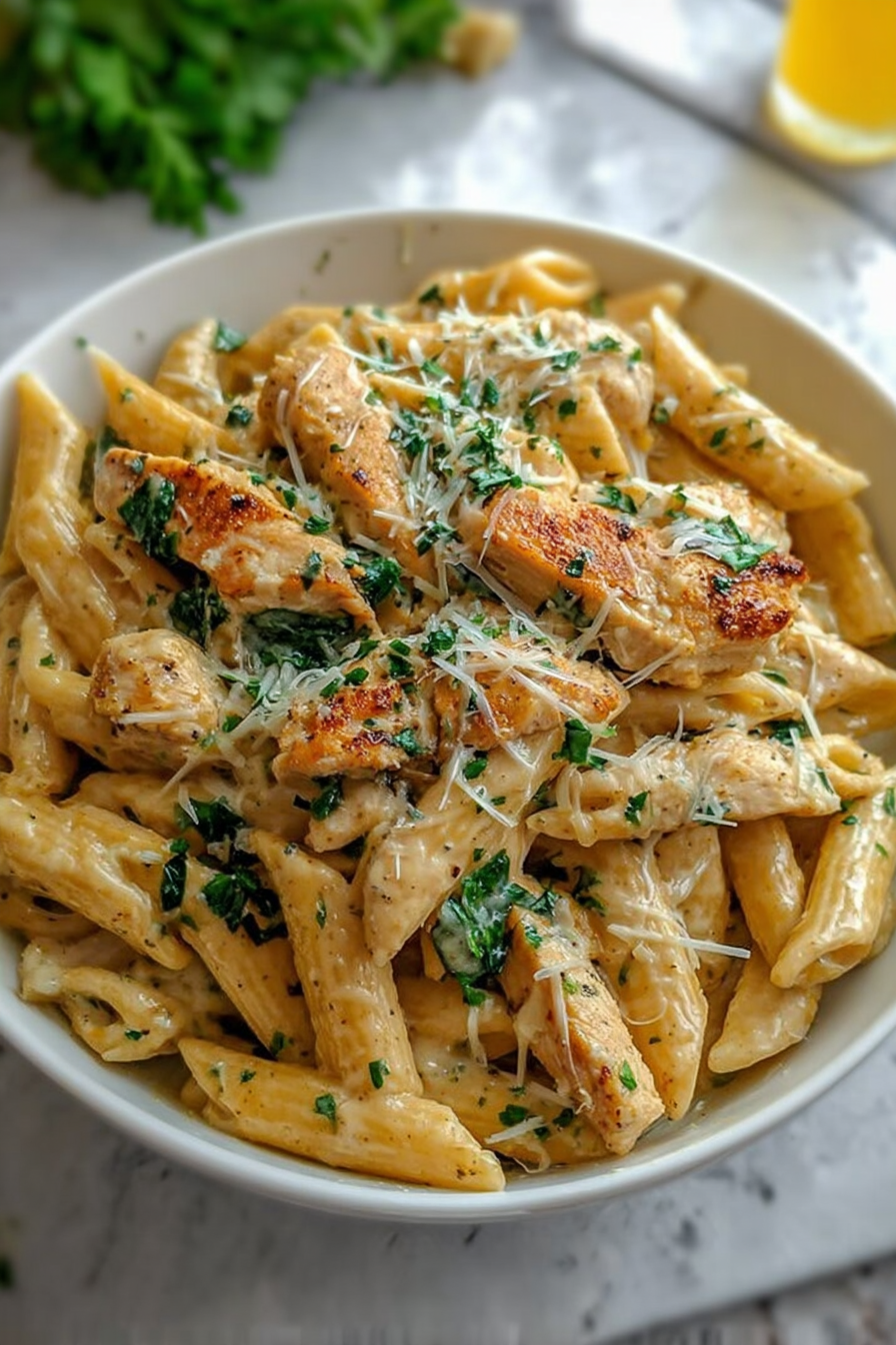 Healthy Garlic Parmesan Chicken Pasta