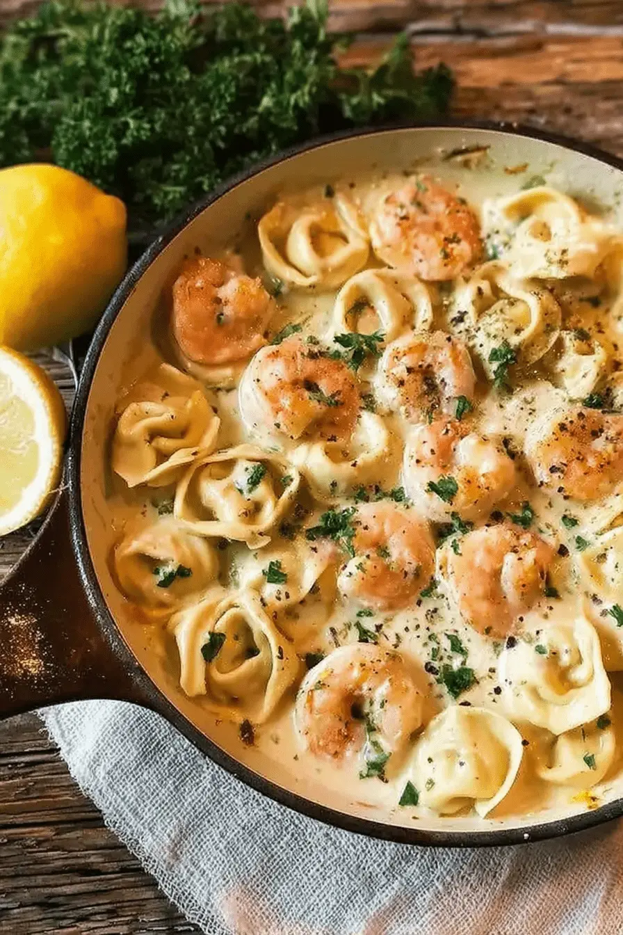 Creamy Shrimp Tortellini in Lemon Garlic Cream Sauce