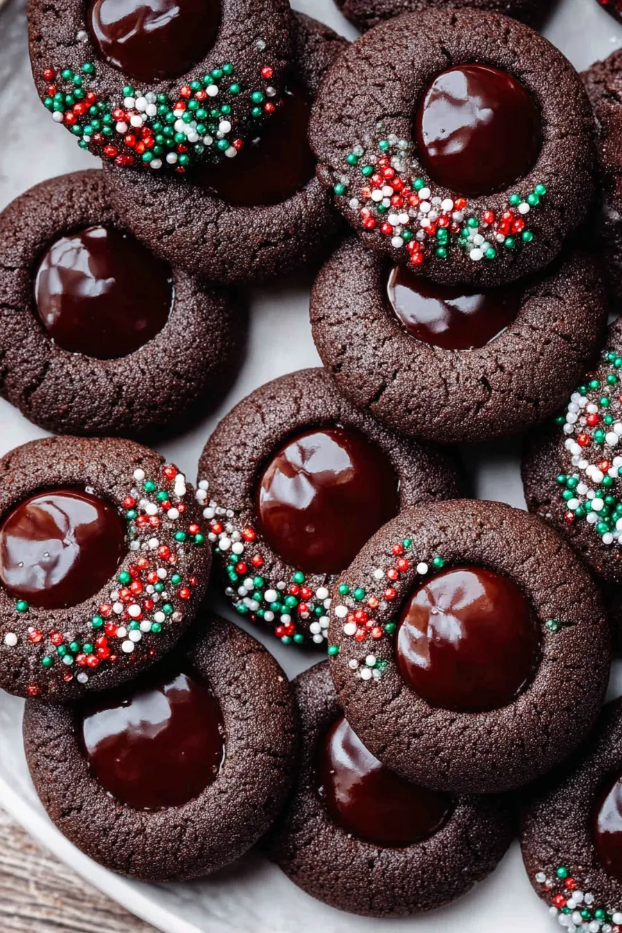 Chocolate Thumbprint Cookies Soft and Filled With Ganache