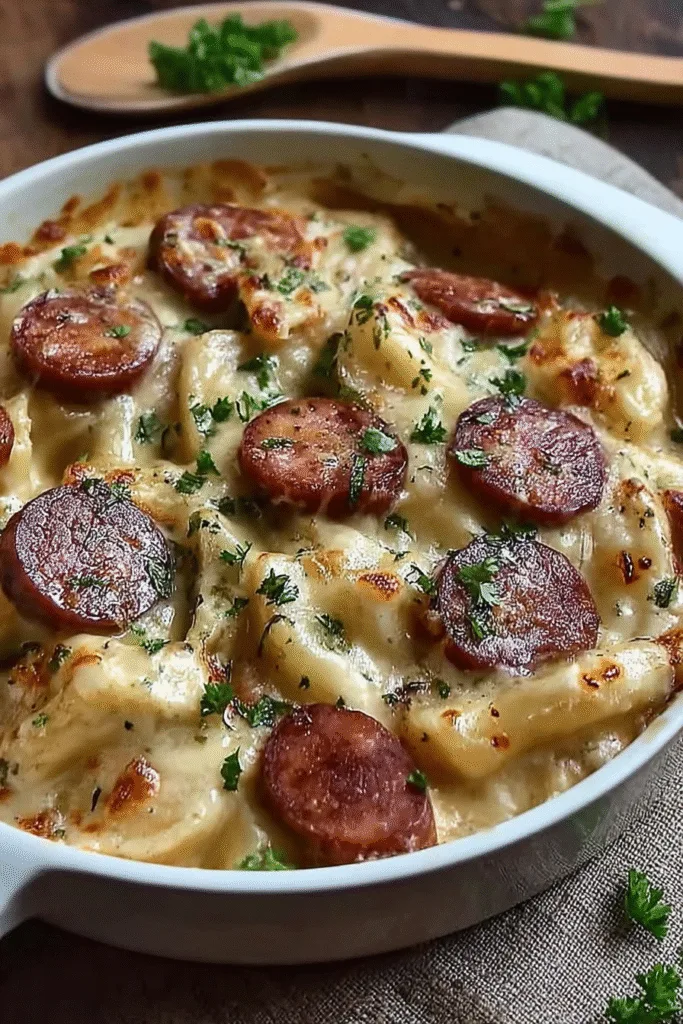 Crockpot Pierogi Casserole With Kielbasa