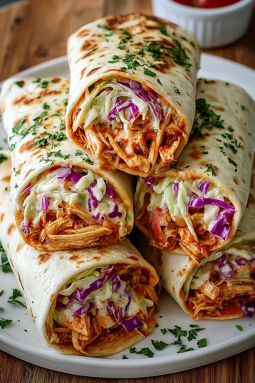 Delicious BBQ Chicken Coleslaw Wraps