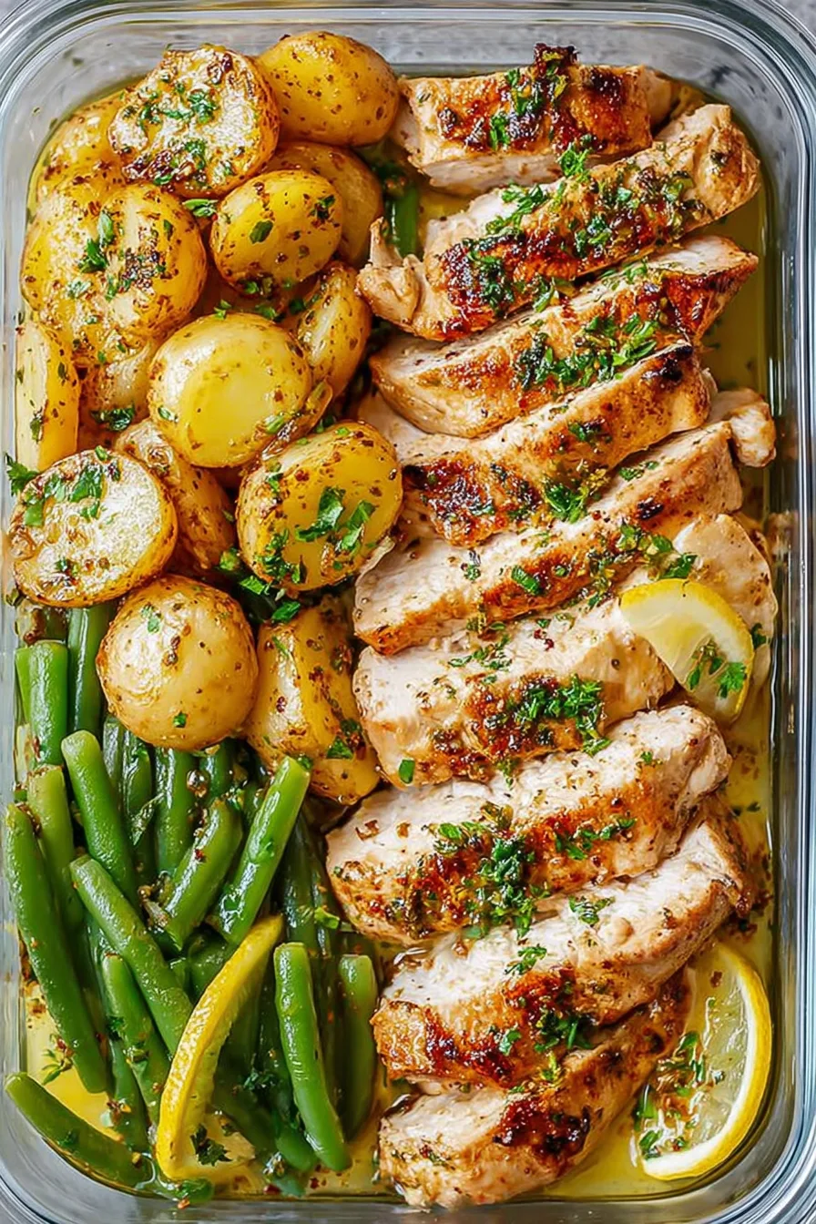 Healthy Lemon Garlic Chicken Meal Prep Bowl