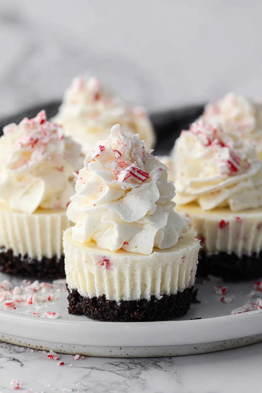 No Bake Peppermint Mini Cheesecakes