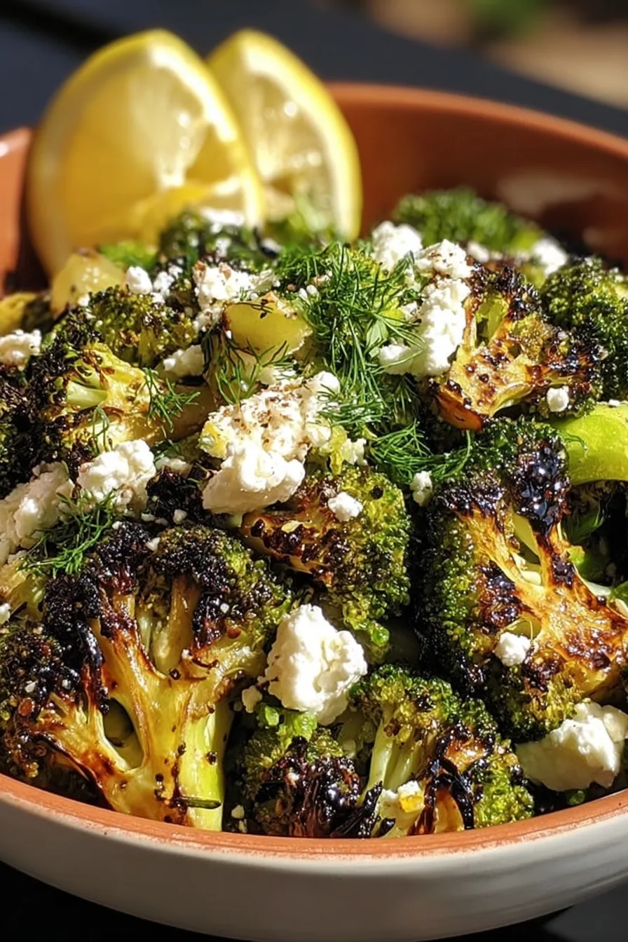 Roasted Broccoli Salad with Lemon and Feta