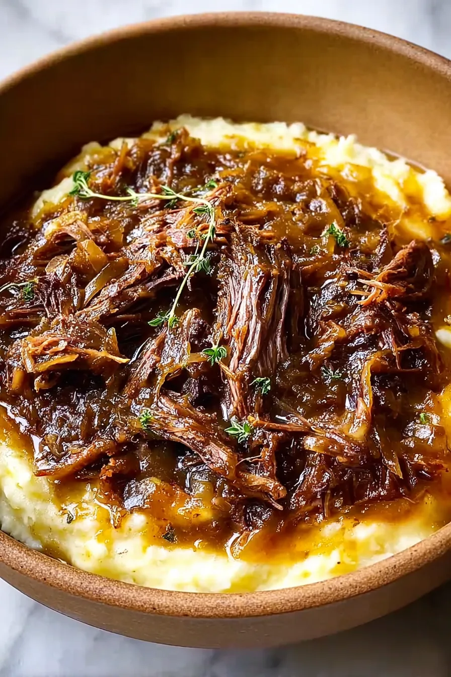 Slow Cooker French Onion Pot Roast – Easy Comfort Dinner!