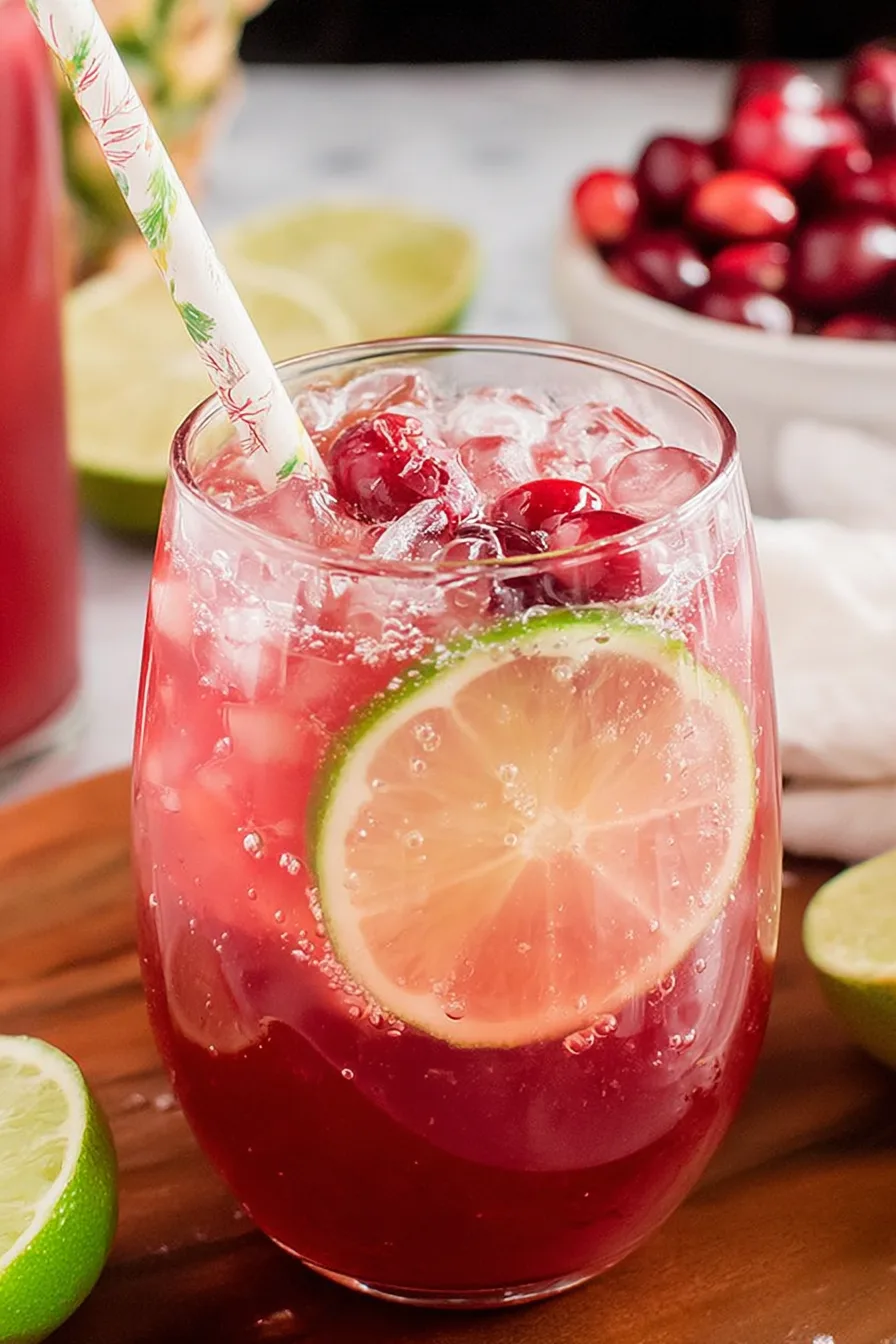 Sparkling Pineapple Cranberry Christmas Drink