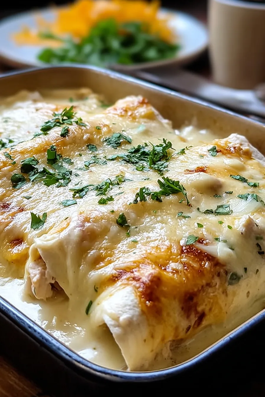 Delicious White Chicken Enchiladas with Creamy White Sauce