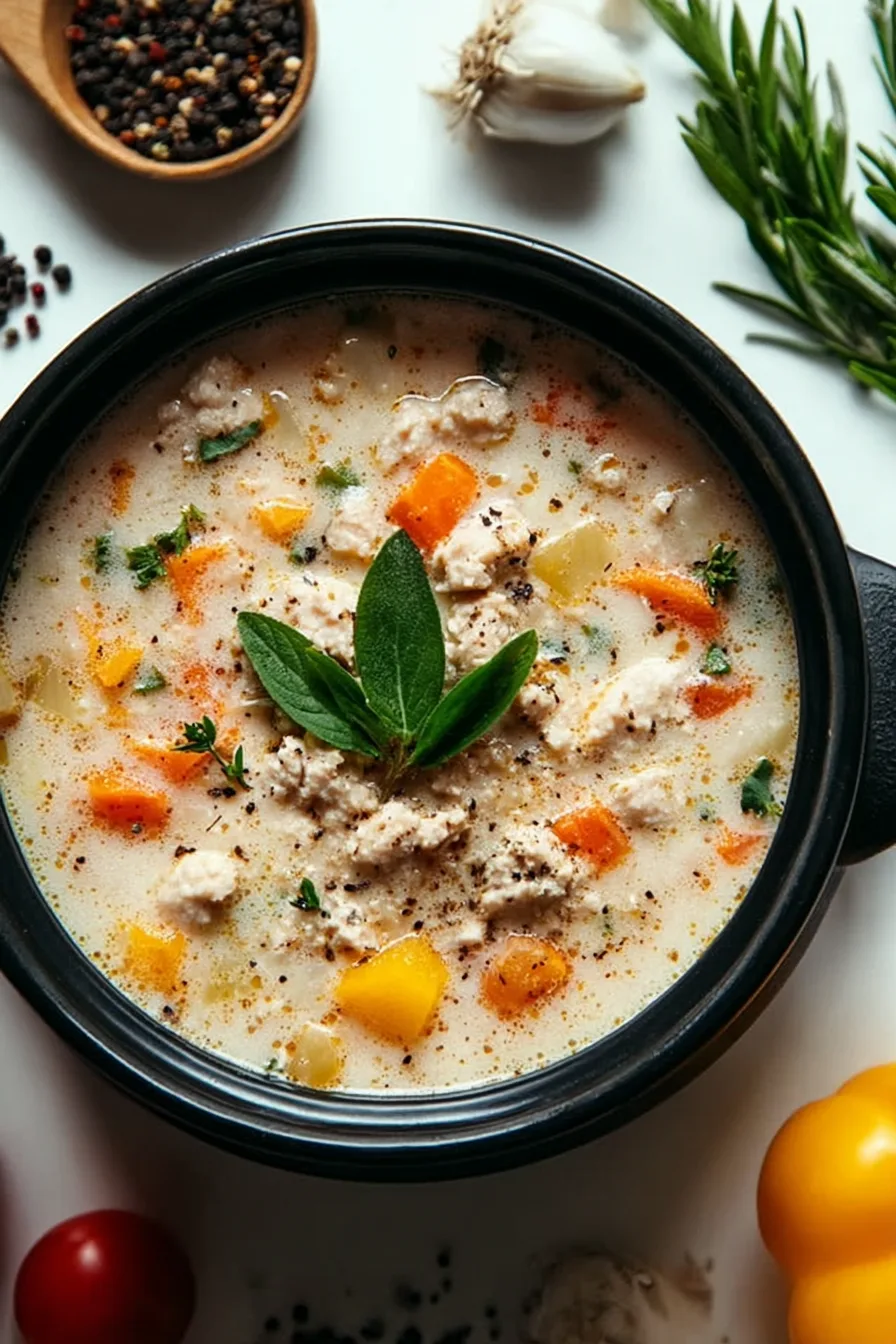 One-Pot Creamy Italian Ground Chicken Soup